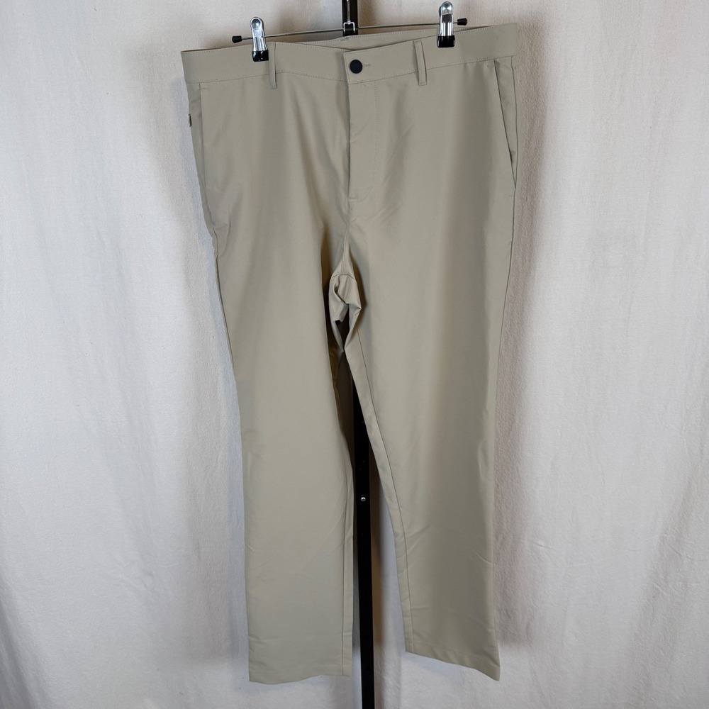 Banana Republic Mens Performance Chino Pants Khaki Tan Ripstop 36x32 Flat Front